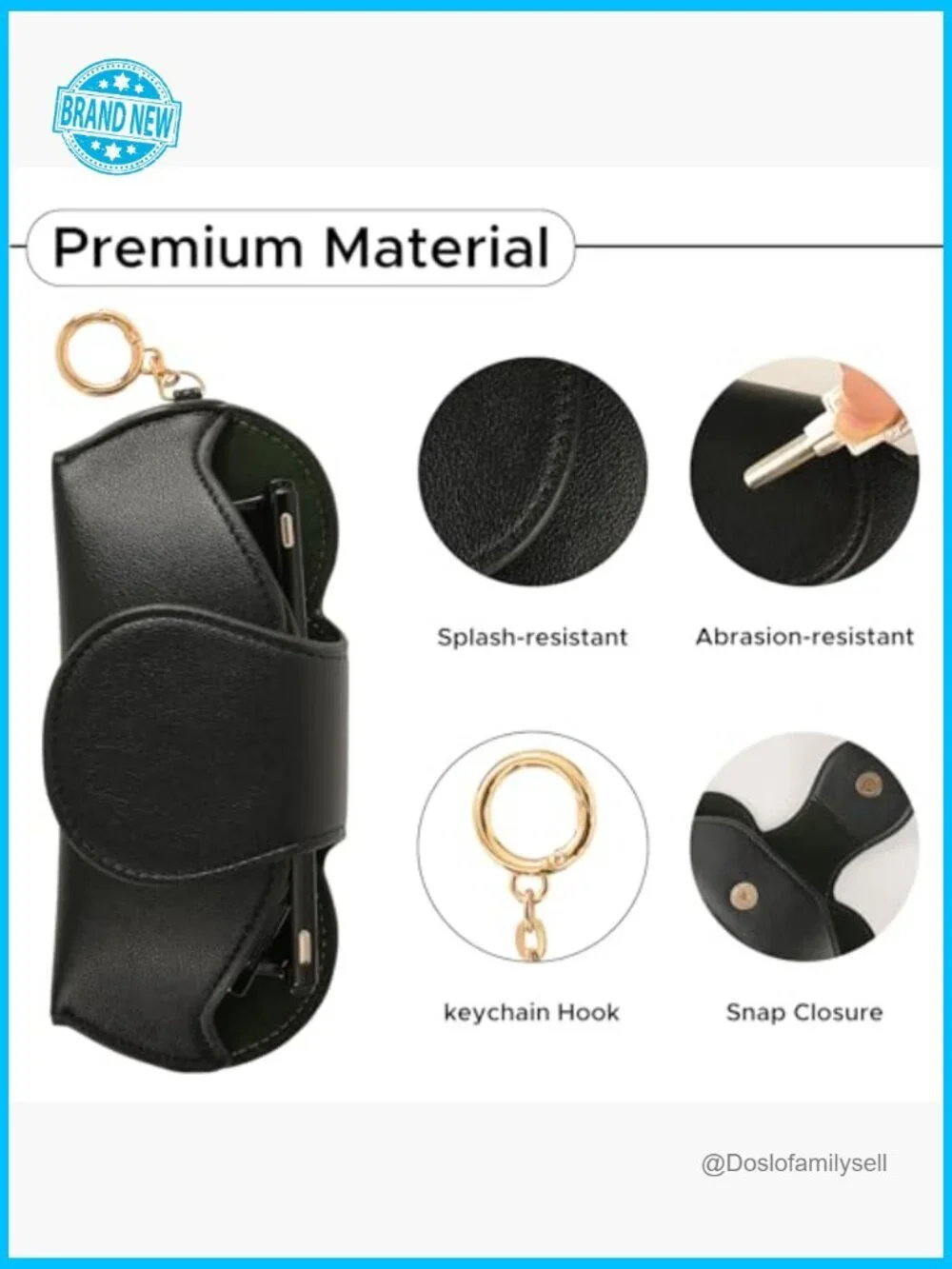 Leather Sunglasses Case with Magnetic Clip Car Visor Organizer Portable